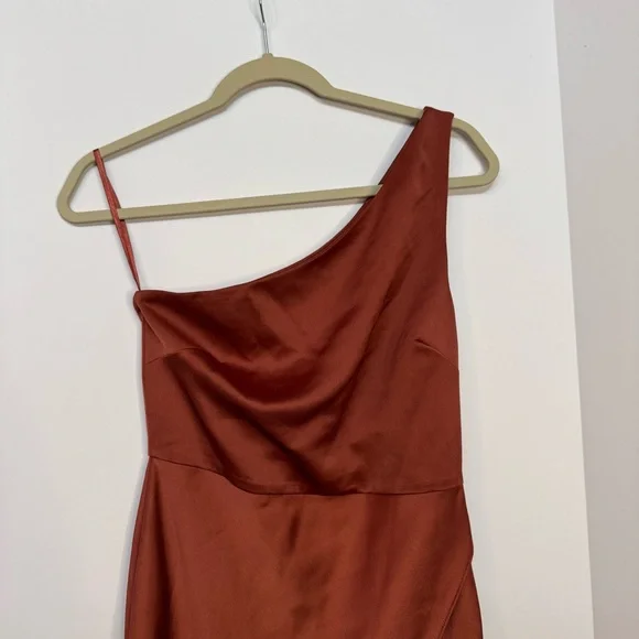 BHLDN Dylan One-Shoulder Satin Side-Slit Gown - Picture 5 of 16